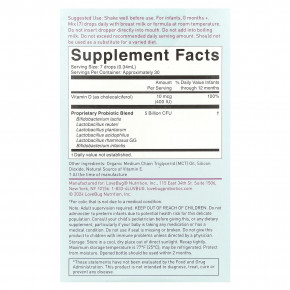 LoveBug Probiotics, пробиотик в каплях для детей, с витамином D, 10 мл (0,34 жидк. унции) в Москве - eco-herb.ru | фото