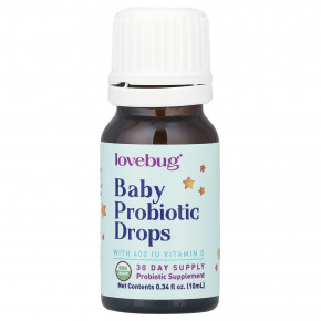 LoveBug Probiotics, пробиотик в каплях для детей, с витамином D, 10 мл (0,34 жидк. унции) в Москве - eco-herb.ru | фото