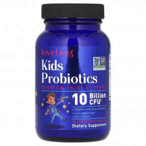 LoveBug Probiotics, пробиотики для детей, от 4 лет, с ягодным вкусом,10 млрд КОЕ, 30 жевательных таблеток в Москве - eco-herb.ru | фото