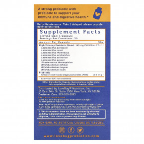 LoveBug Probiotics, улучшенный пробиотик для ежедневного приема, 50 млрд КОЕ, 30 капсул в Москве - eco-herb.ru | фото
