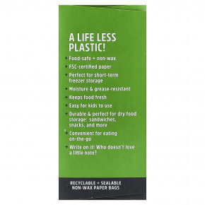 Lunchskins, бумажные пакеты для сэндвичей, размер XL, с полоской для закрывания, 50 шт. в Москве - eco-herb.ru | фото