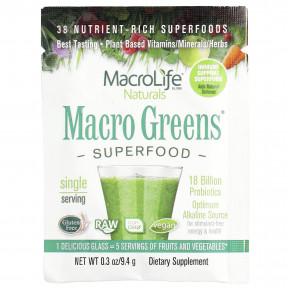 Macrolife Naturals, Macro Greens®, суперфуд, 9,4 г (0,3 унции) в Москве - eco-herb.ru | фото