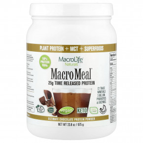 Macrolife Naturals, Macro Meal®, протеиновый порошок, со вкусом шоколада, 675 г (23,8 унции) в Москве - eco-herb.ru | фото