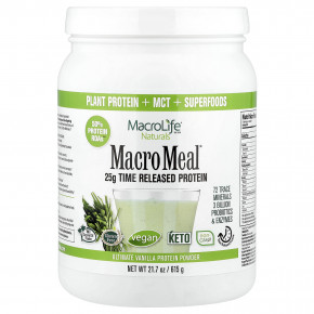 Macrolife Naturals, Macro Meal®, протеиновый порошок, ванильный вкус, 615 г (21,7 унции) в Москве - eco-herb.ru | фото