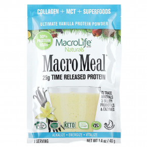 Macrolife Naturals, MacroMeal, суперфуд, ваниль, 10 пакетиков по 40 г (1,4 унции) в Москве - eco-herb.ru | фото