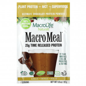 Macrolife Naturals, MacroMeal Ultimate Protein Powder, шоколад, 10 пакетиков по 45 г (1,6 унции) в Москве - eco-herb.ru | фото