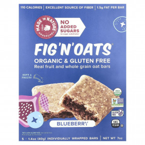 Made in Nature, Fig 'N' Oats®, голубика, 5 батончиков в индивидуальной упаковке, 40 г (1,4 унции) каждый в Москве - eco-herb.ru | изображение Made in Nature, Fig 'N' Oats®, голубика, 5 батончиков в индивидуальной упаковке, 40 г (1,4 унции) каждый в Москве - eco-herb.ru | фото