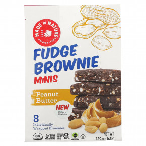 Made in Nature, Fudge Brownie Minis, арахисовая паста, 8 пирожных, 168 г (5,92 унции) в Москве - eco-herb.ru | фото