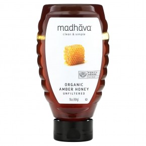 Madhava Natural Sweeteners, Органический янтарный мед, нефильтрованный, 454 г (16 унций) в Москве - eco-herb.ru | фото