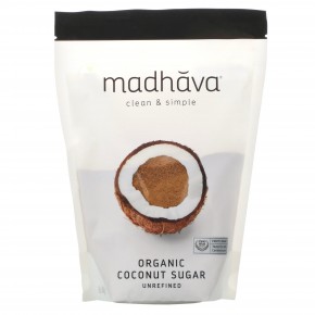 Madhava Natural Sweeteners, Органический кокосовый сахар, нерафинированный, 454 г (16 унций) в Москве - eco-herb.ru | фото
