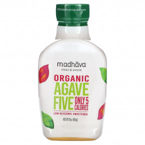 Madhava, Organic Agave Five, подсластитель с низким гликемическим индексом, 454 г (16 унций) - описание