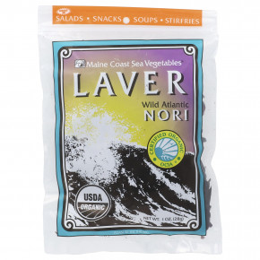 Maine Coast Sea Vegetables, Laver, дикие атлантические нори, 28 г (1 унция) - описание