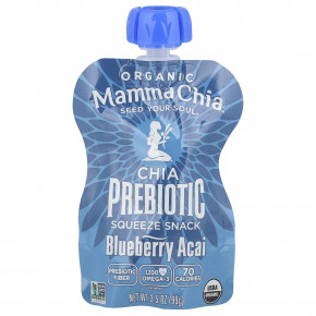 Mamma Chia, Organic Chia Prebiotic Squeeze Snack, черника и асаи, 4 порции, 99 г (3,5 унции) в Москве - eco-herb.ru | фото