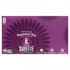 Mamma Chia, Organic Chia Squeeze, Vitality Snack, ежевика, 8 порций, 99 г (3,5 унции) - описание | фото