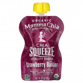 Mamma Chia, Organic Chia Squeeze Vitality Snack, клубника и банан, 4 пакетика, 99 г (3,5 унции) в Москве - eco-herb.ru | фото