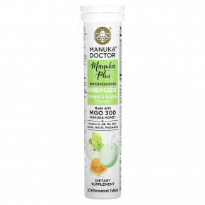 Manuka Doctor, Manuka Plus, шипучие, бодрящее, с виноградом и яблоком, 20 шипучих таблеток (Товар снят с продажи) в Москве - eco-herb.ru | изображение Manuka Doctor, Manuka Plus, шипучие, бодрящее, с виноградом и яблоком, 20 шипучих таблеток (Товар снят с продажи) в Москве - eco-herb.ru | фото