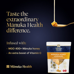 Manuka Health, Леденцы с медом Manuka, натуральный имбирь и лимон, MGO 400+, 58 леденцов в Москве - eco-herb.ru | фото