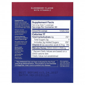 Manuka Health, леденцы с медом манука, со вкусом бузины, MGO 600+, 20 леденцов в Москве - eco-herb.ru | фото