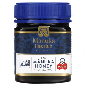 Manuka Health, Необработанный мед манука, UMF 6+, MGO 115+, 250 г (8,8 унции) - описание