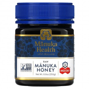 Manuka Health, необработанный мед манука, UMF 10+, MGO 263+, 250 г (8,8 унции) - описание