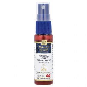 Manuka Health, Медовый спрей для горла Manuka с прополисом, MGO 400+, 0,67 жидк. унц. в Москве - eco-herb.ru | фото