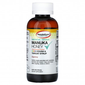 ManukaGuard, Manuka Honey, детский сироп от кашля и горла, дневной, с медом и лимоном, 118 мл (4 жидк. унц.) в Москве - eco-herb.ru | фото