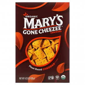 Mary's Gone Crackers, Mary's Gone Cheezee Plant-Based Crackers, Cheddar, 4.25 oz (120 g) в Москве - eco-herb.ru | фото