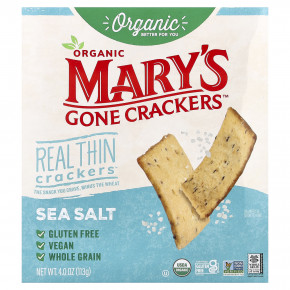 Mary's Gone Crackers, Organic Real Thin Crackers™, морская соль, 113 г (4 унции) в Москве - eco-herb.ru | фото