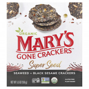 Mary's Gone Crackers, Super Seed, зерновые крекеры, водоросли и черный кунжут, 155 г (5,5 унции) - описание