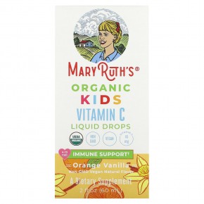 MaryRuth's, Organic, жидкие капли с витамином C для детей, для детей от 4 до 13 лет, с апельсином и ванилью, 60 мл (2 жидк. Унции) в Москве - eco-herb.ru | фото