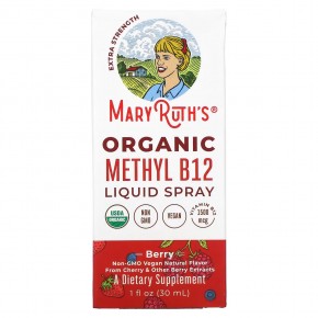 MaryRuth's, Organic Methly B12, жидкий спрей, повышенная сила действия, ягоды, 30 мл (1 жидк. Унция) в Москве - eco-herb.ru | фото