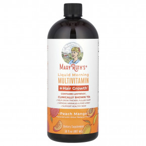 MaryRuth's, Liquid Morning Multivitamin, средство для роста волос, персик и манго, 887 мл (30 жидк. унций) - описание | фото