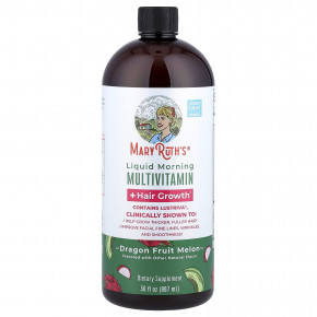 MaryRuth's, Liquid Morning, мультивитамины и рост волос, питайя и дыня, 887 мл (30 жидк. унций) - описание | фото