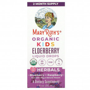 MaryRuth's, Organic Kids, бузина в каплях, для детей 4–13 лет, голубика и малина, 30 мл (1 жидк. унция) в Москве - eco-herb.ru | фото