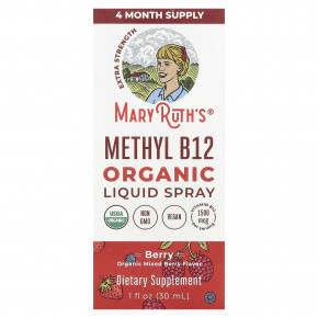 MaryRuth's, Organic Methly B12, жидкий спрей, повышенная сила действия, ягоды, 30 мл (1 жидк. унц.) в Москве - eco-herb.ru | фото