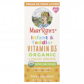 MaryRuth's, органический витамин D3 в форме капель для младенцев и малышей, от 6 месяцев, без ароматизаторов, 15 мл (0,5 жидк. унции) - описание | фото