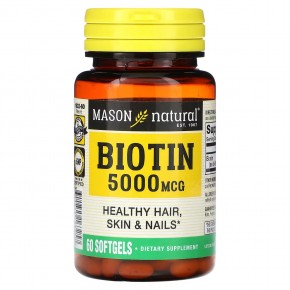Mason Natural, биотин, 5000 мкг, 60 капсул в Москве - eco-herb.ru | фото