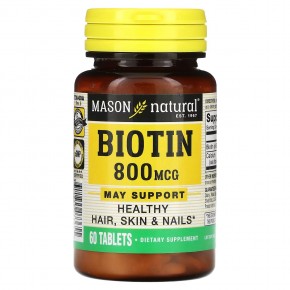 Mason Natural, Биотин, 800 мкг, 60 таблеток - описание