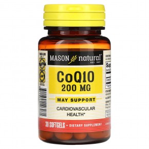 Mason Natural, Co Q10, 200 мг, 30 мягких таблеток в Москве - eco-herb.ru | фото