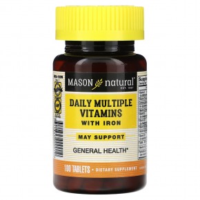Mason Natural, Daily Multiple Vitamins With Iron, 100 Tablets в Москве - eco-herb.ru | фото