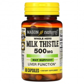 Mason Natural, Экстракт молочного чертополоха (цельных растений), 500 мг, 60 капсул в Москве - eco-herb.ru | фото