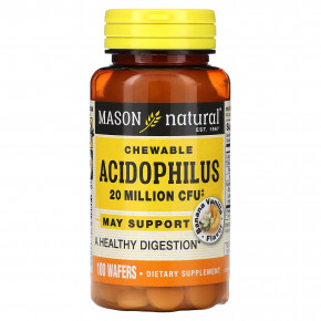 Mason Natural, Жевательные Acidophilus, банан и ваниль, 20 млн КОЕ, 100 вафель (Товар снят с продажи) в Москве - eco-herb.ru | изображение Mason Natural, Жевательные Acidophilus, банан и ваниль, 20 млн КОЕ, 100 вафель (Товар снят с продажи) в Москве - eco-herb.ru | фото