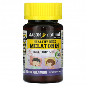 Mason Natural, Healthy Kids Melatonin, для детей от 4 лет, фруктовый, 60 таблеток в Москве - eco-herb.ru | фото