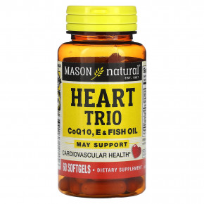 Mason Natural, Heart Trio, коэнзим Q10, пищевой и рыбий жир, 60 мягких таблеток в Москве - eco-herb.ru | фото