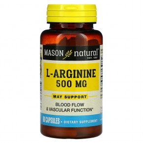 Mason Natural, L-аргинин, 500 мг, 60 капсул в Москве - eco-herb.ru | фото