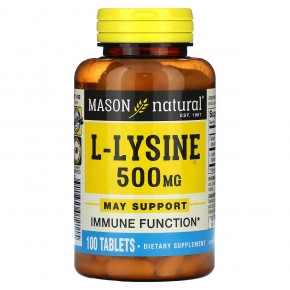 Mason Natural, L-лизин, 500 мг, 100 таблеток в Москве - eco-herb.ru | фото