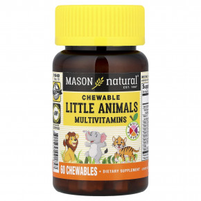 Mason Natural, Little Animals, жевательные мультивитамины, фруктовый вкус, 60 жевательных таблеток в Москве - eco-herb.ru | фото