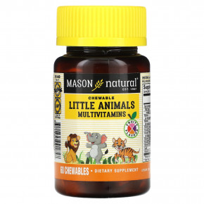 Mason Natural, Little Animals, мультивитамины, фруктовые, 60 жевательных таблеток - описание | фото