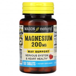 Mason Natural, Magnesium, 200 mg, 100 Tablets в Москве - eco-herb.ru | фото