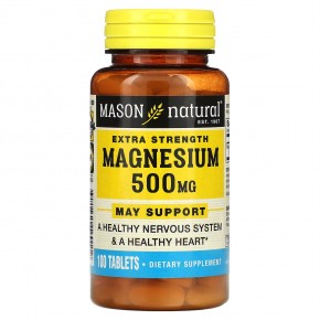 Mason Natural, Магний, повышенная сила действия, 500 мг, 100 таблеток в Москве - eco-herb.ru | фото